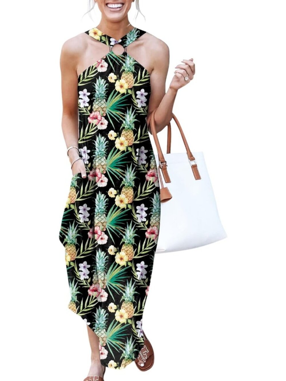 Chic Halter Neck Sleeveless Maxi Dress for Women - Perfect Summer Style!